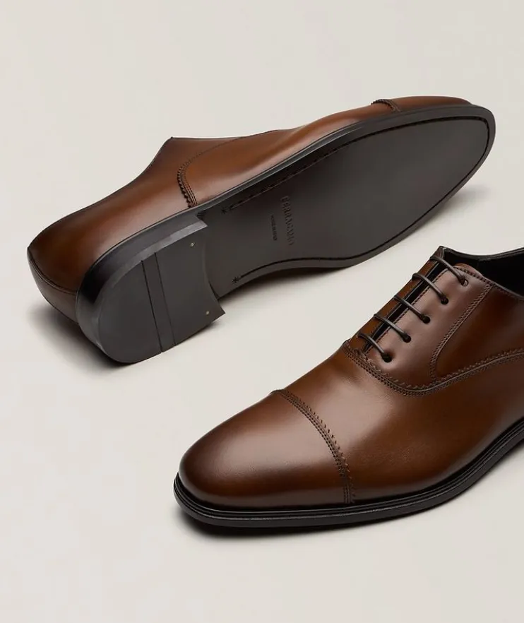 Boston Burnished Leather Cap-Toe Oxfords