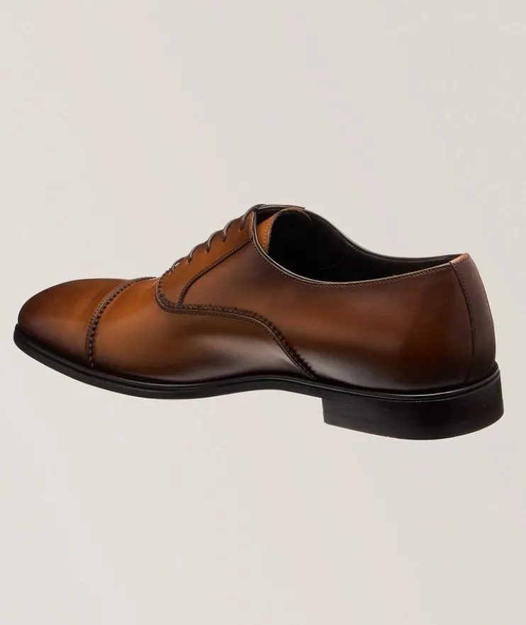 Boston Burnished Leather Cap-Toe Oxfords