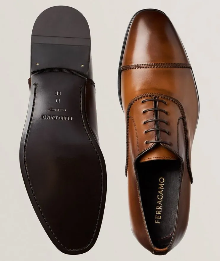 Boston Burnished Leather Cap-Toe Oxfords