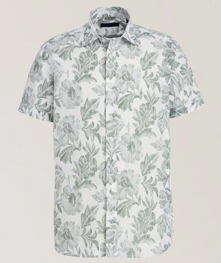 Botanical Print Cotton-Linen Shirt