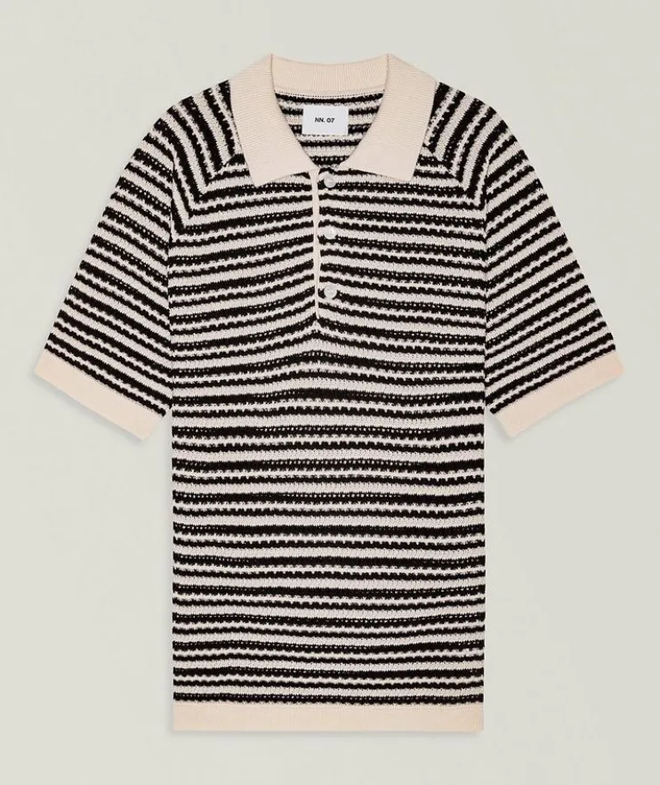Brett Striped Crochet Polo