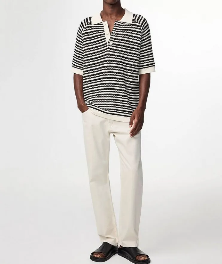Brett Striped Crochet Polo