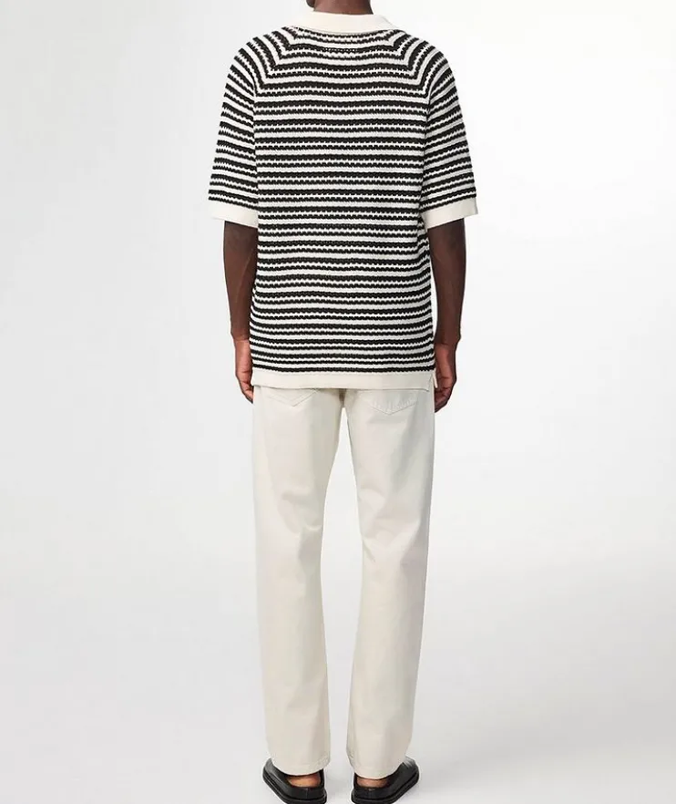 Brett Striped Crochet Polo