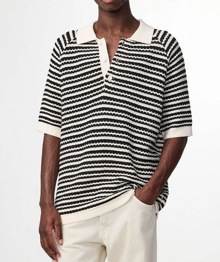 Brett Striped Crochet Polo