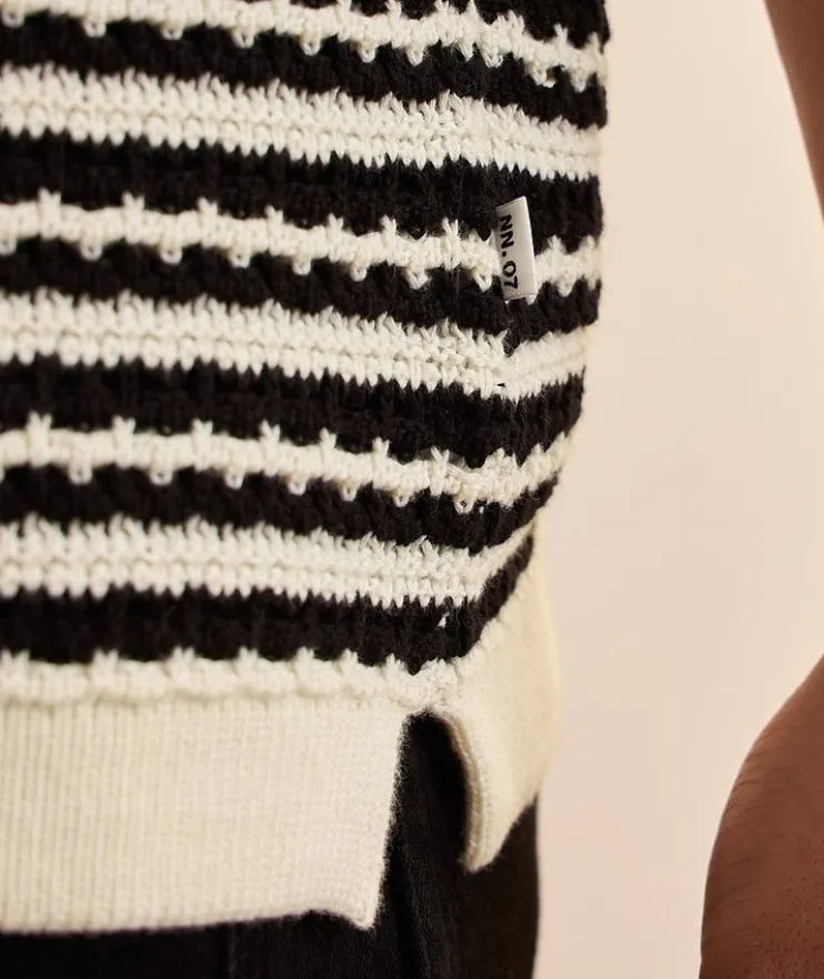 Brett Striped Crochet Polo