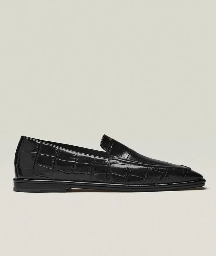 Brian Croc-Embossed Leather Loafers