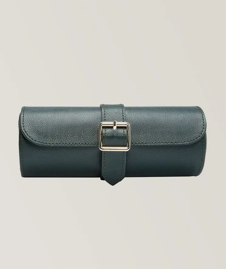 British Racing Pebbled Leather Triple Watch Roll