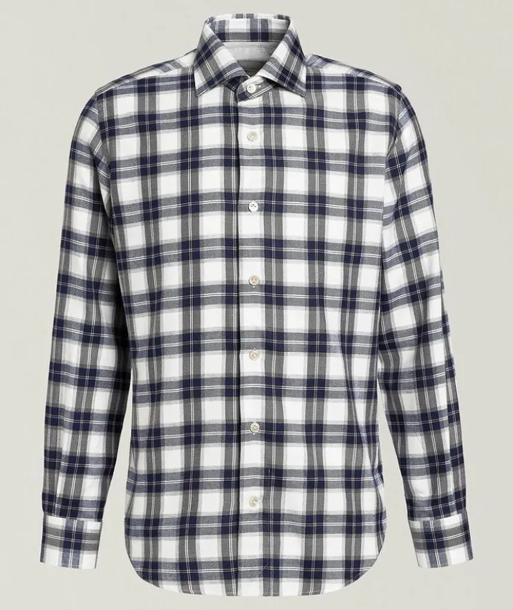 Brushed Cotton-Lyocell Plaid Shirt