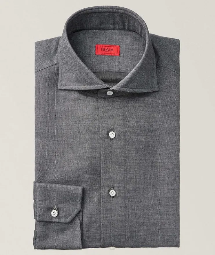 Brushed Cotton-Silk Dress Shirt