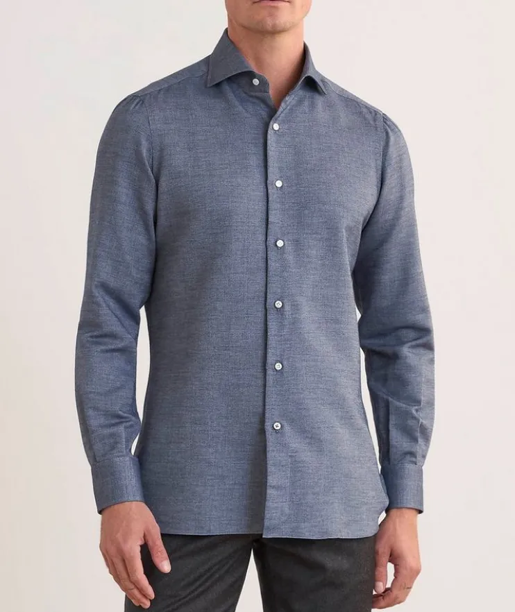 Brushed Cotton-Silk Dress Shirt