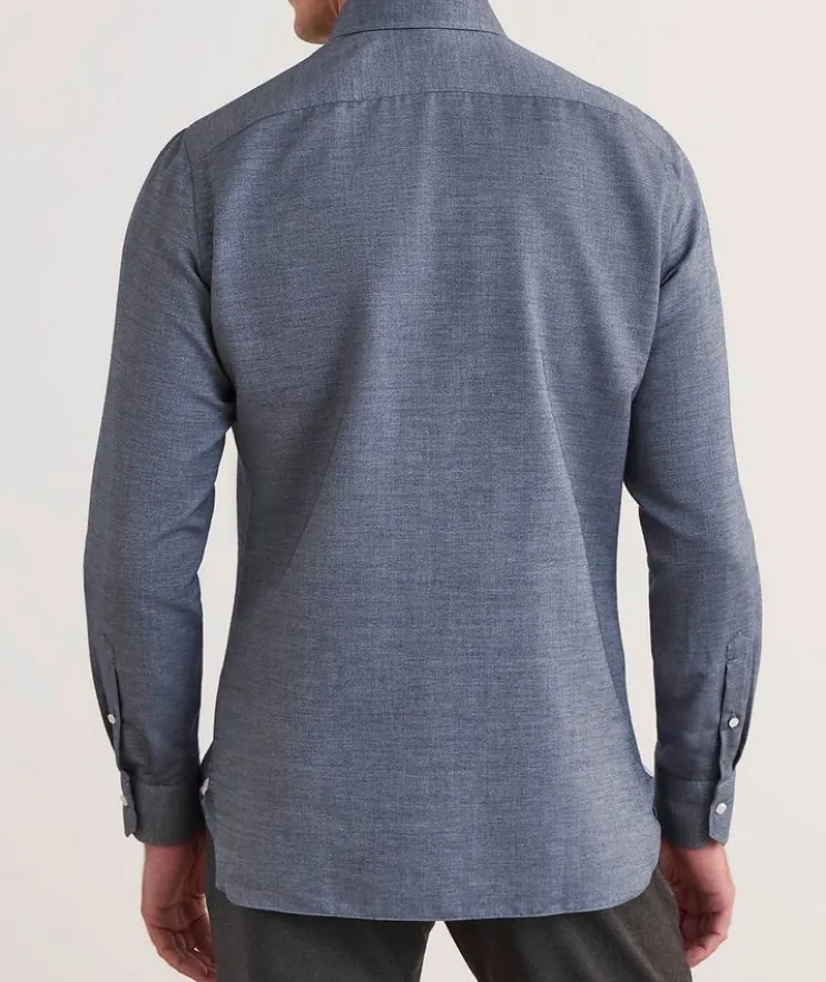 Brushed Cotton-Silk Dress Shirt