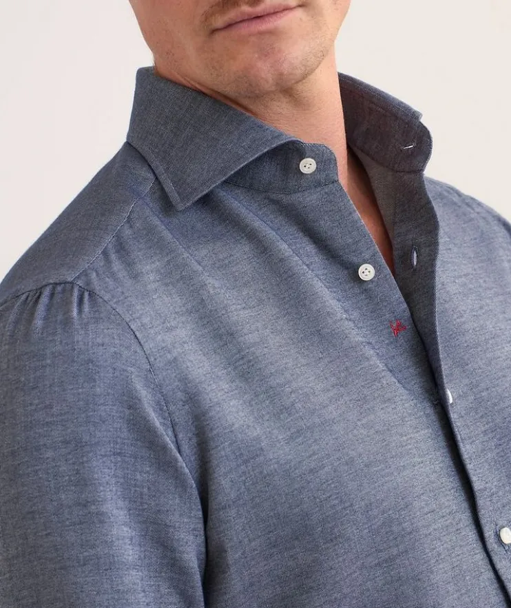 Brushed Cotton-Silk Dress Shirt