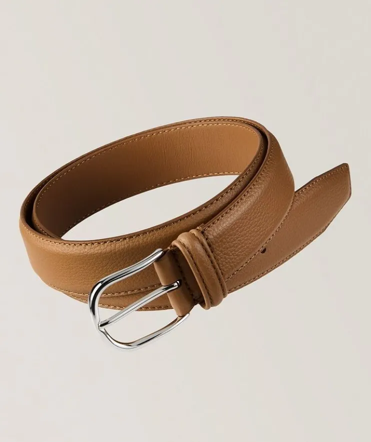 Brushed Grain Leather Belt
