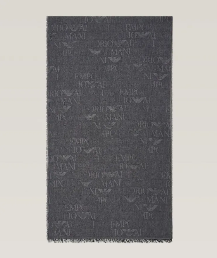 Brushed-Fabric All-Over Lettering Scarf