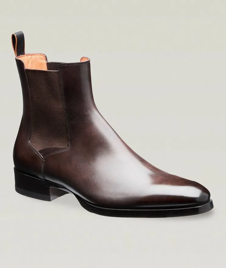 Burnished Leather Chelsea Boots