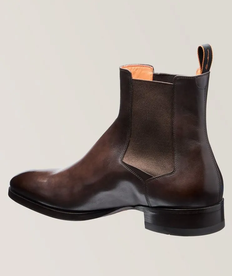 Burnished Leather Chelsea Boots