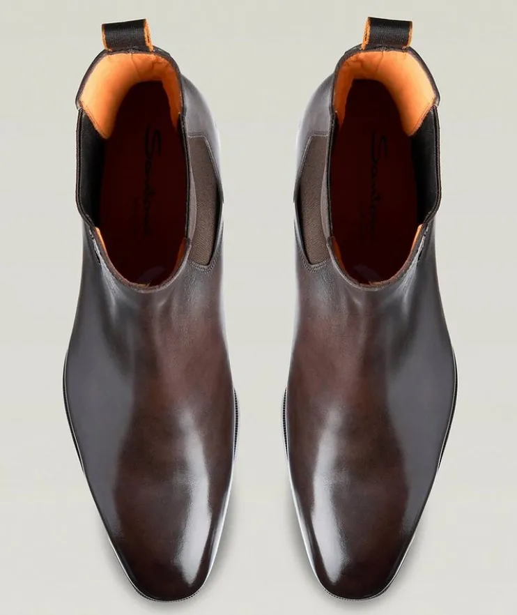Burnished Leather Chelsea Boots