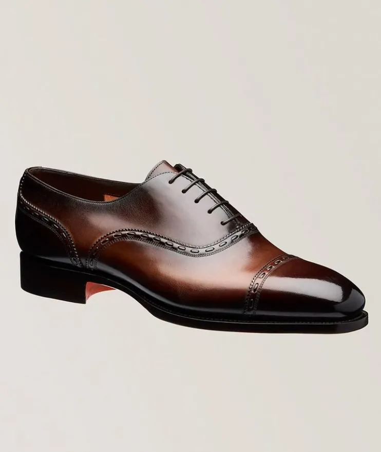 Burnished Leather Pick Stitch Oxfords