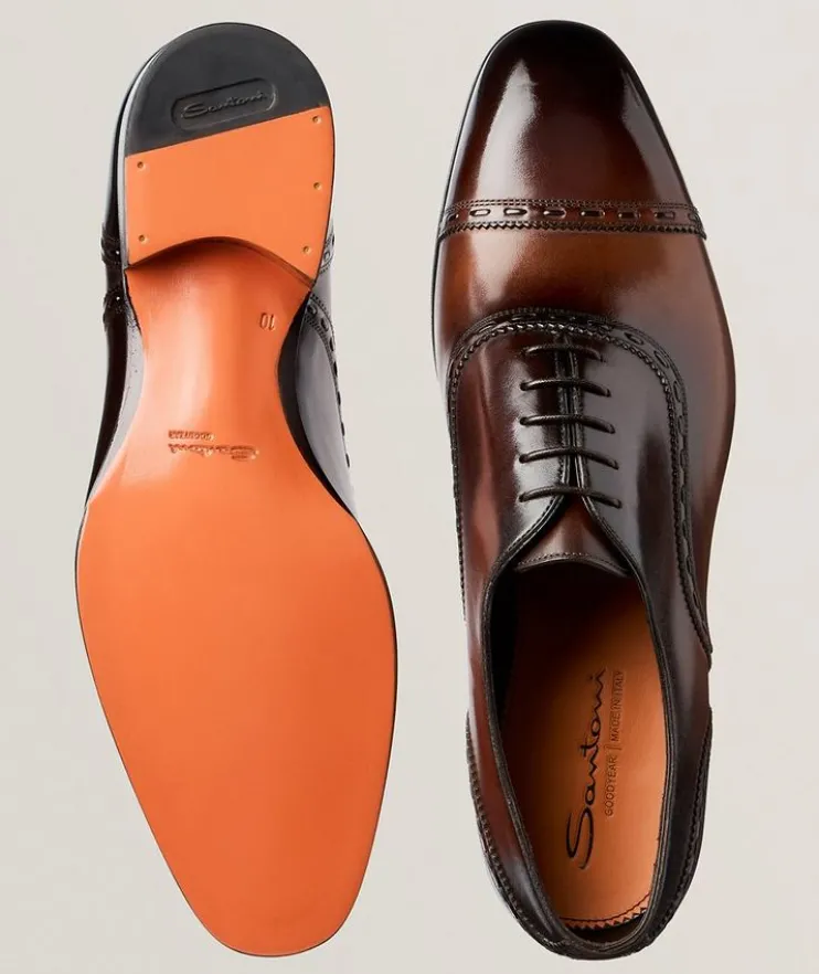 Burnished Leather Pick Stitch Oxfords