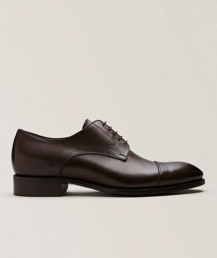 Burnished Leather Cap-Toe Derbies