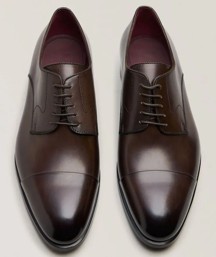 Burnished Leather Cap-Toe Derbies