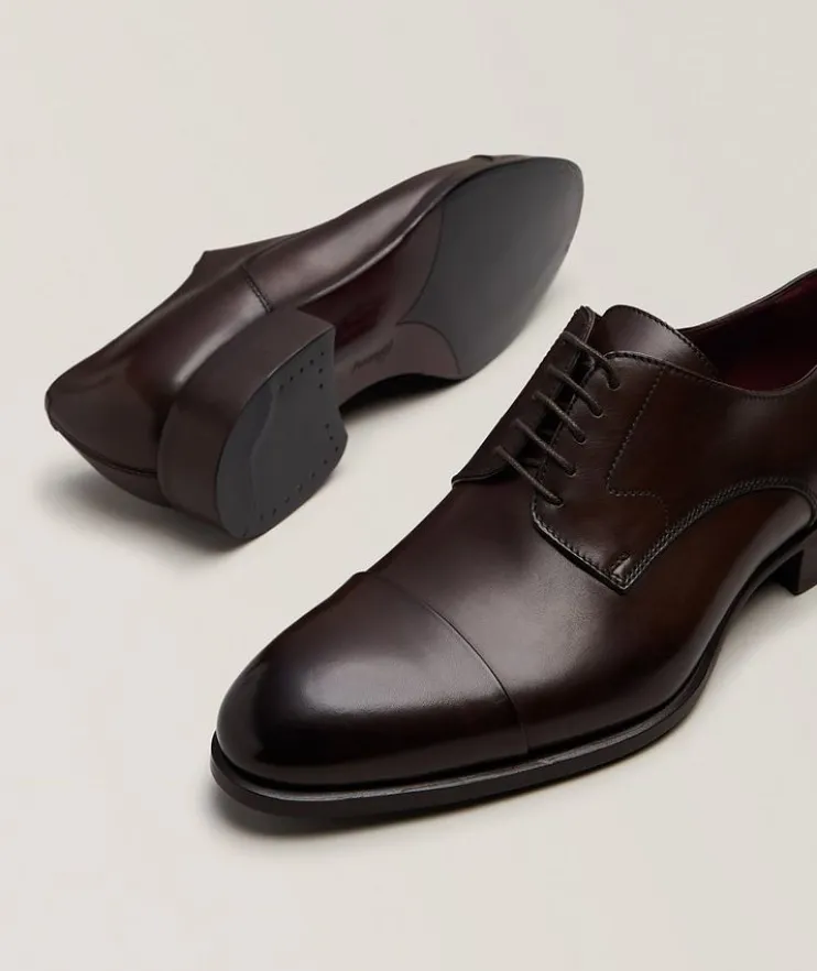 Burnished Leather Cap-Toe Derbies