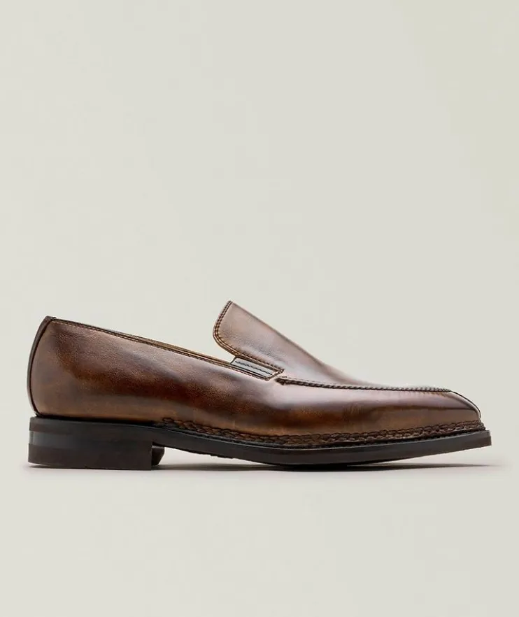 Burnished Leather Split-Toe Loafers