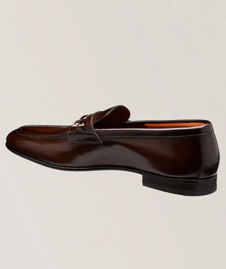 Burnished Leather Horsebit Saddle Loafers