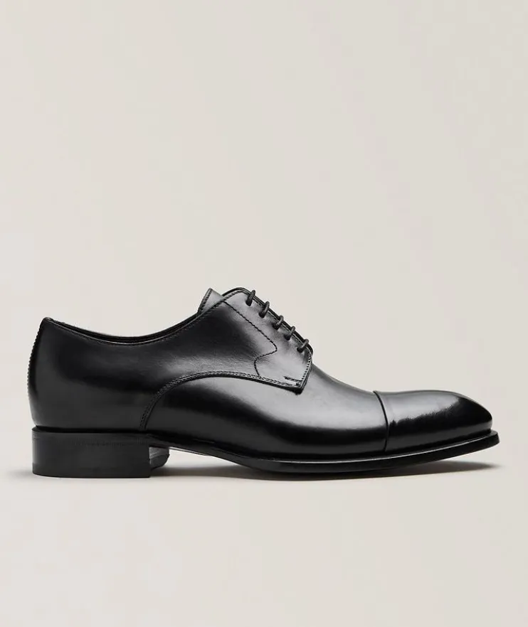 Burnished Leather Cap Toe Derbies