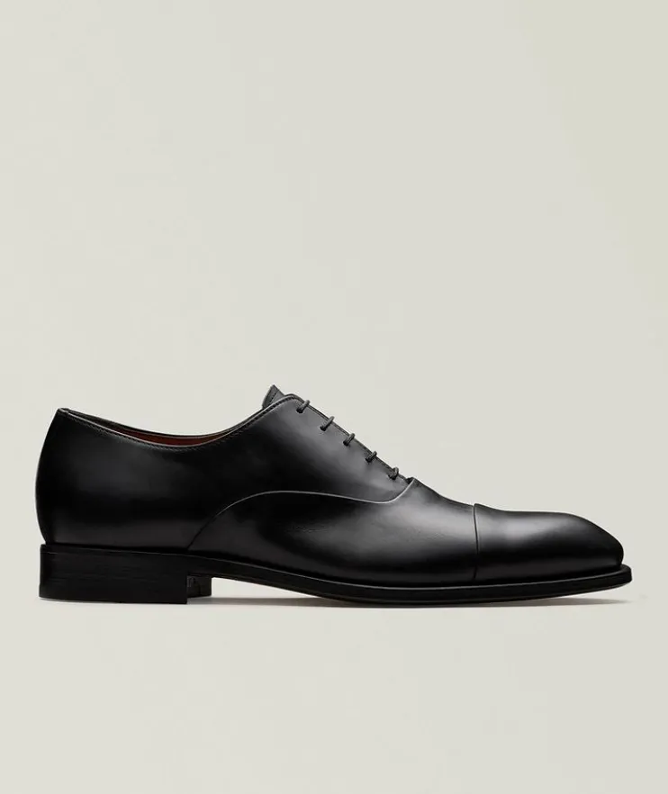 Burnished Leather Cap-Toe Oxfords