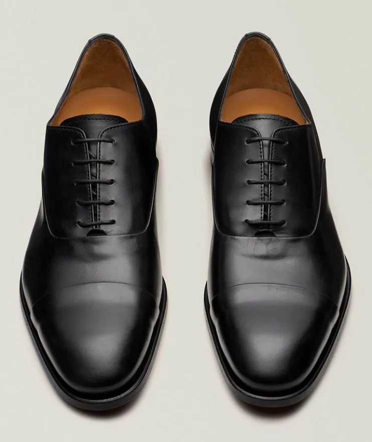 Burnished Leather Cap-Toe Oxfords