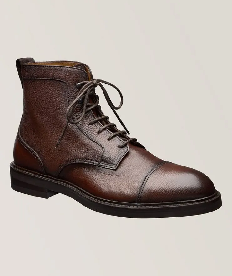 Burnished Pebbled Leather Boots