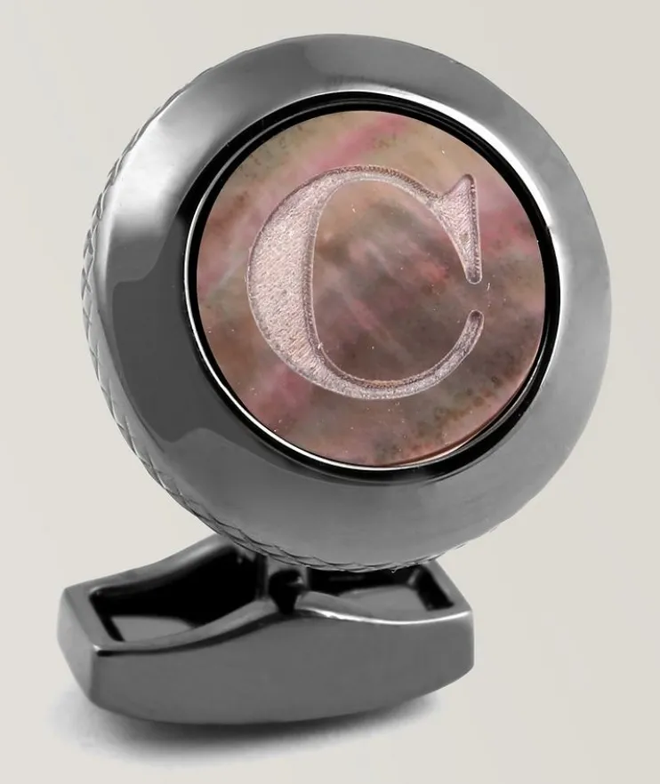 C' Engraved Personal Single Letter Cufflink