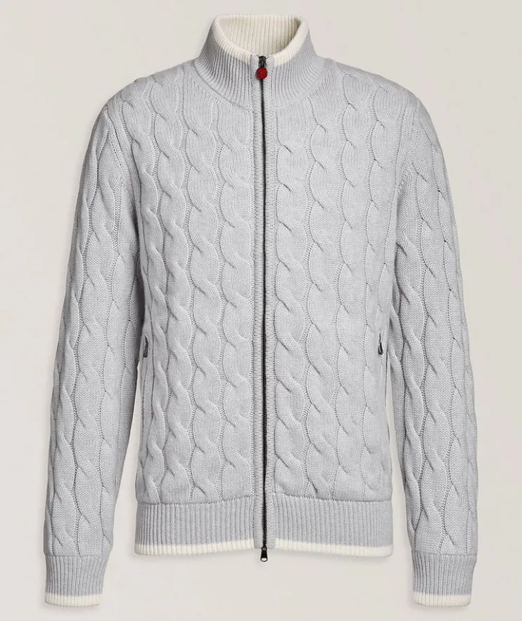 Cable Knit Cashmere Zipper Cardigan