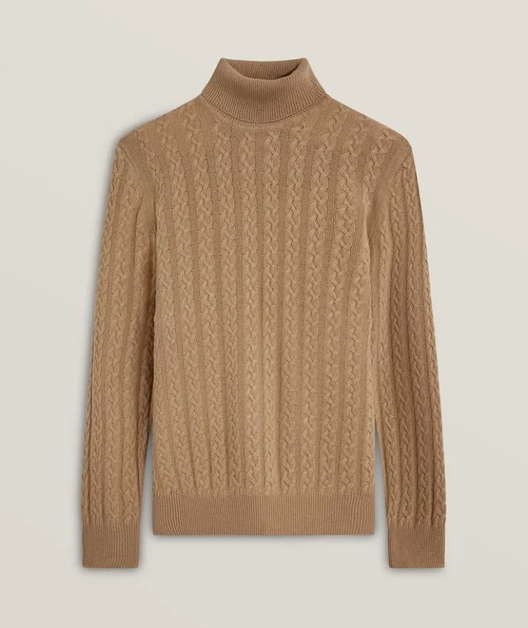 Cable Stitch Merino Wool-Blend Turtleneck