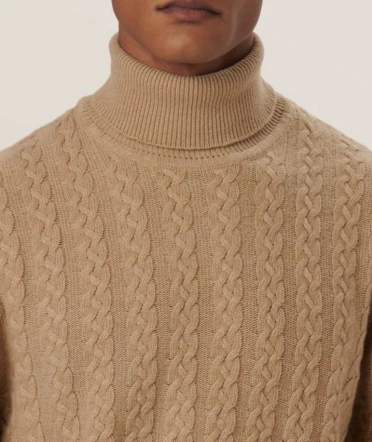 Cable Stitch Merino Wool-Blend Turtleneck