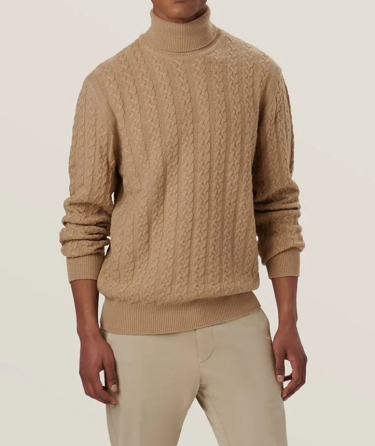 Cable Stitch Merino Wool-Blend Turtleneck