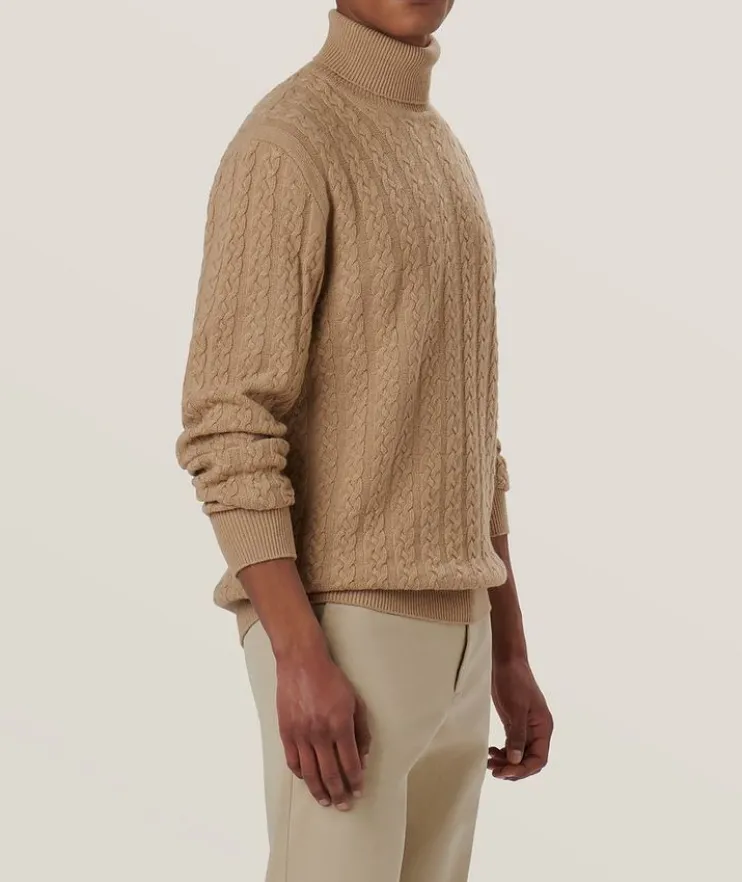 Cable Stitch Merino Wool-Blend Turtleneck