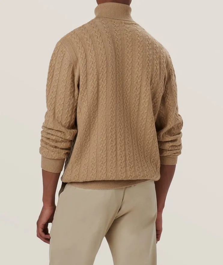 Cable Stitch Merino Wool-Blend Turtleneck