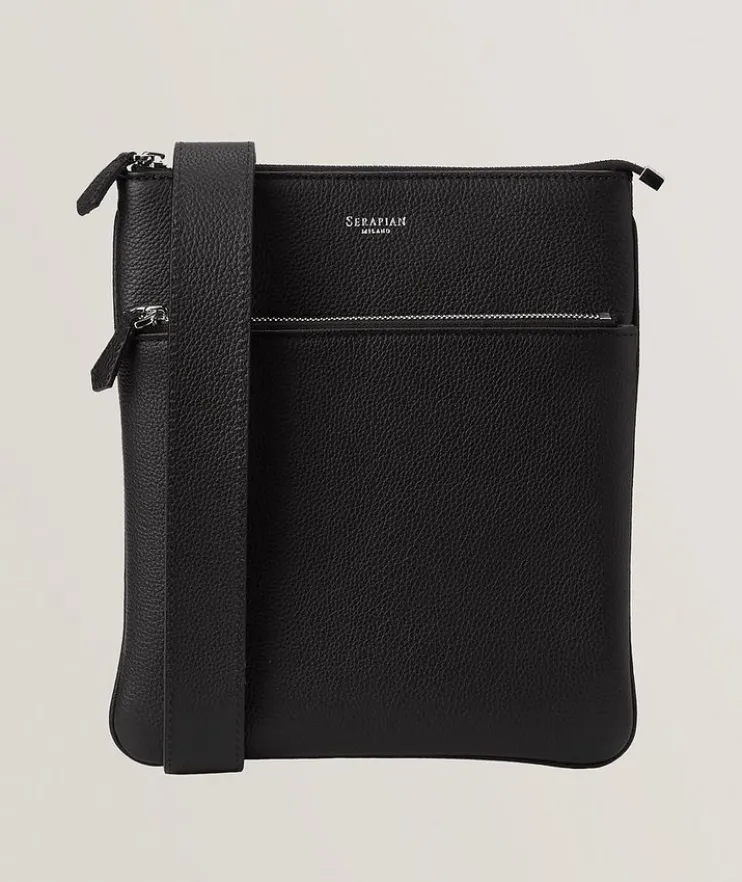 Cachemire Leather Flat Messenger Bag