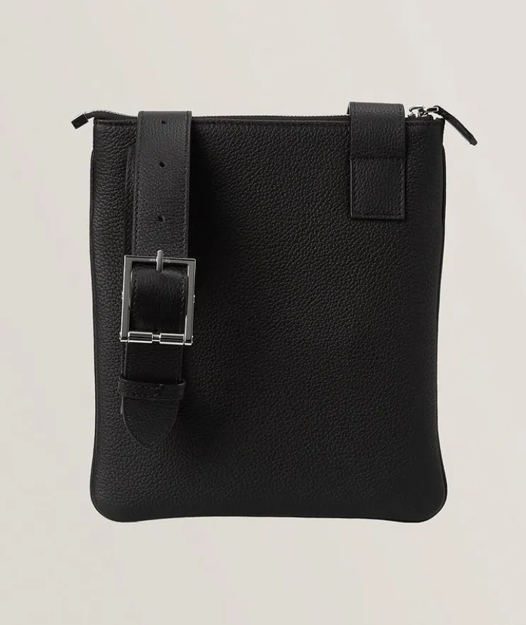 Cachemire Leather Flat Messenger Bag