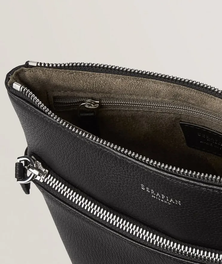 Cachemire Leather Flat Messenger Bag