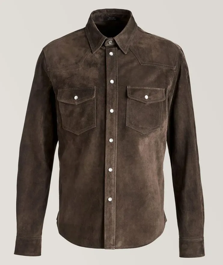 Calfskin Suede Shirt Jacket