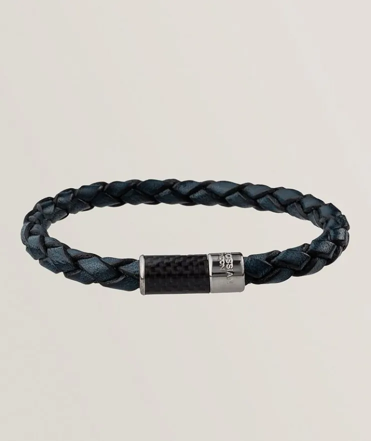 Carbon Pop Braided Leather Bracelet