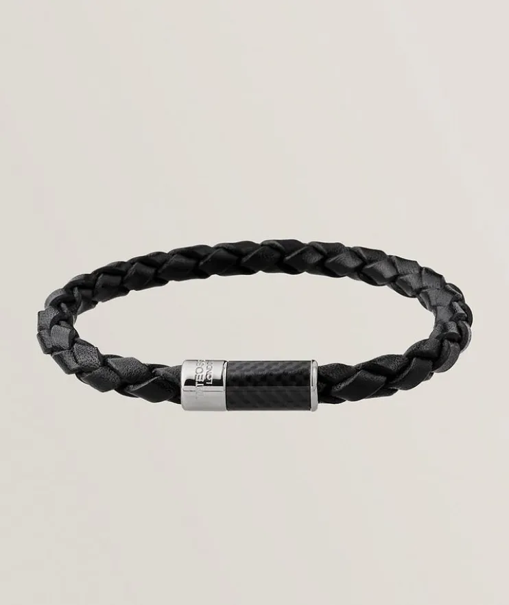 Carbon Pop Braided Leather Bracelet