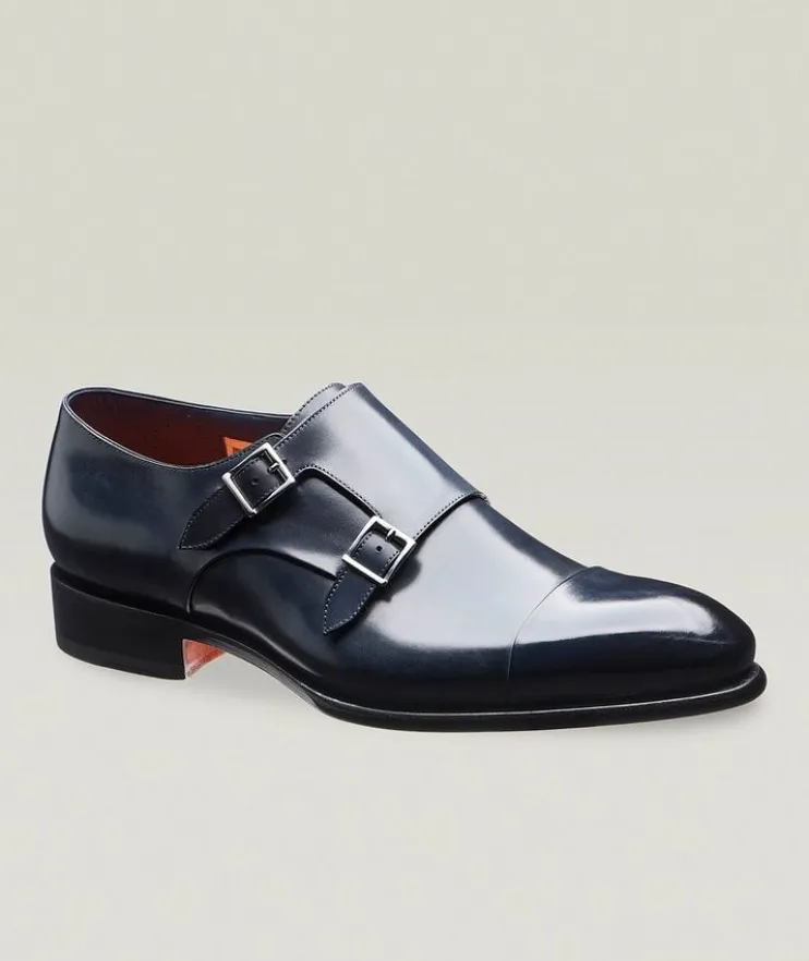 Carter Burnished Leather Monkstraps