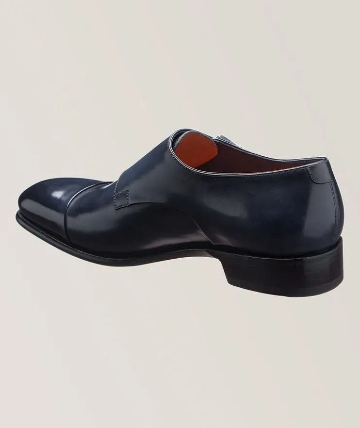 Carter Burnished Leather Monkstraps