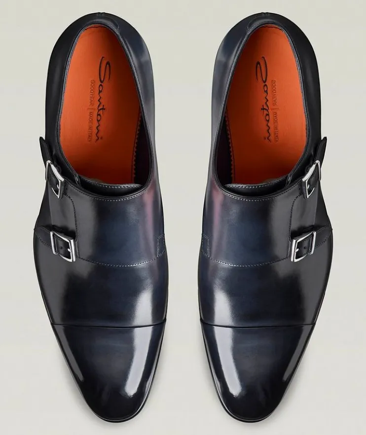 Carter Burnished Leather Monkstraps