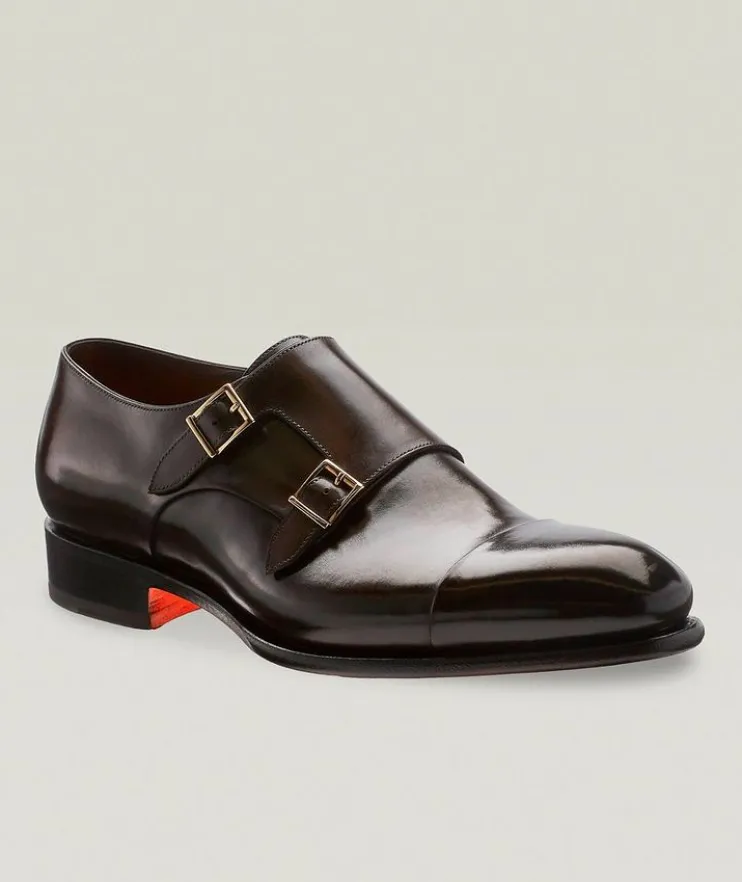 Carter Burnished Leather Monkstraps