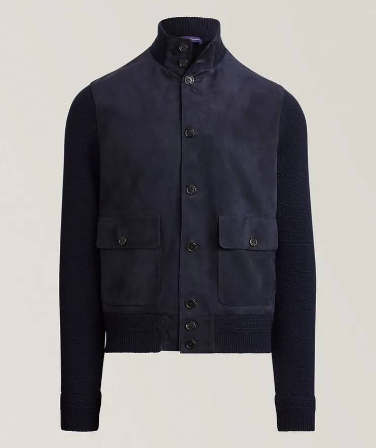 Cashmere & Suede Buttoned Cardigan